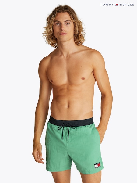 Tommy Hilfiger Green Medium Length Drawstring Swim Trunks (F55124) | £45
