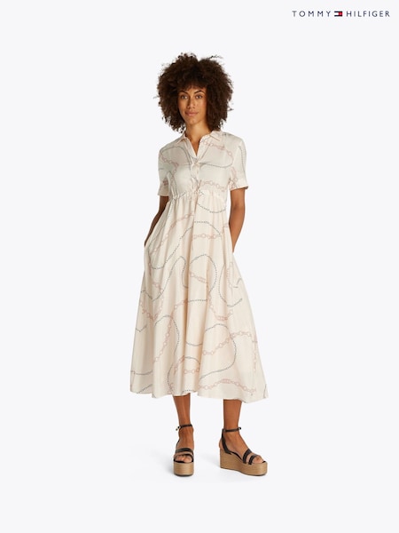 Tommy Hilfiger White Voile Short Sleeve Shirt Dress (F55150) | £210