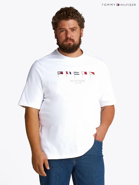 Tommy Hilfiger White Plus Multi Flags 100% Cotton T-Shirt (F55174) | £65