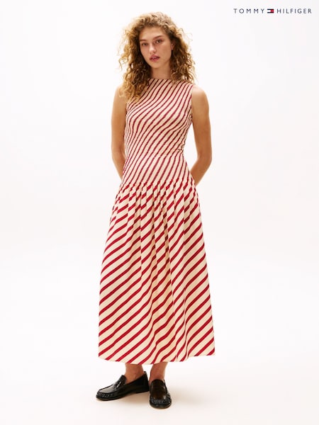 Tommy Hilfiger Red Fluid Stripe Dress (F55175) | £250