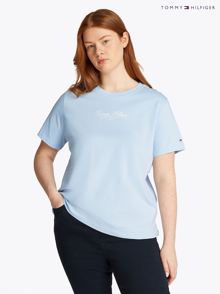 Tommy Hilfiger Blue Regular Fit Curve 100% Cotton T-Shirt (F55198) | £45