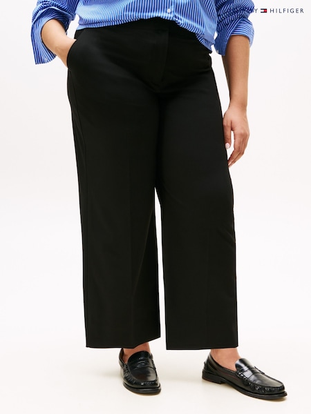 Tommy Hilfiger Black Curve Low Waist Stretch Wide Crop Trousers (F55226) | £120