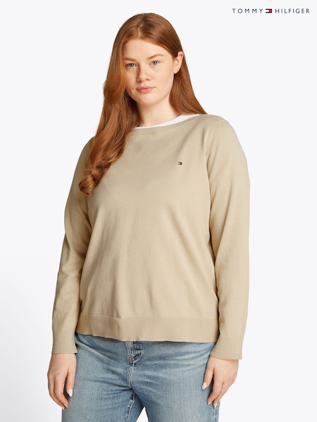 Tommy Hilfiger Natural Curve Cotton Jersey Stitch Boat Neck Jumper (F55260) | £90