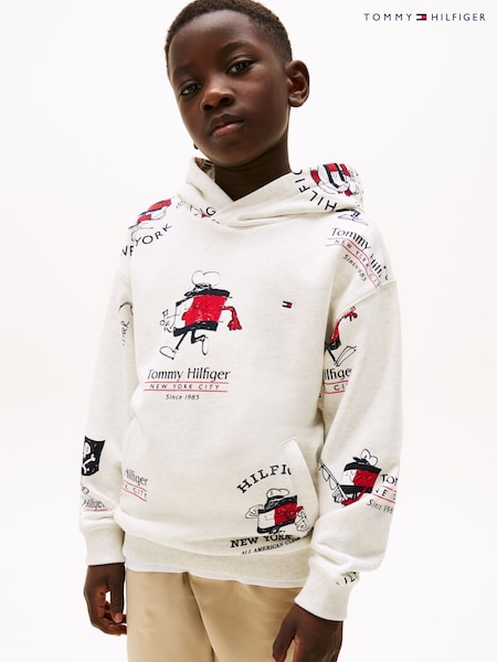 Tommy Hilfiger White All Over Print Hoodie (F55351) | £50 - £60
