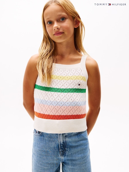 Tommy Hilfiger Natural 100% Cotton Crochet Tank Top (F55390) | £40 - £45