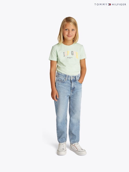 Tommy Hilfiger Blue High Rise Tapered 100% Cotton Jeans (F55399) | £50 - £60