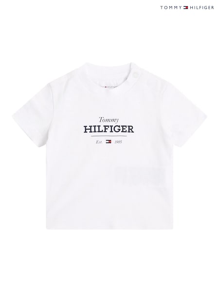 Tommy Hilfiger White Monotype 1985 Logo T-Shirt (F55405) | £20