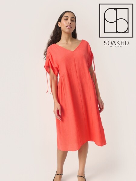 Soaked in Luxury Red Kehlani Open Back Short Sleeve Dress (F55500) | £75