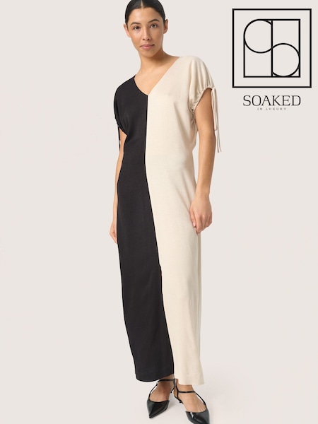 Soaked in Luxury Cevina Short Sleeve Black Maxi Dress (F55501) | £125