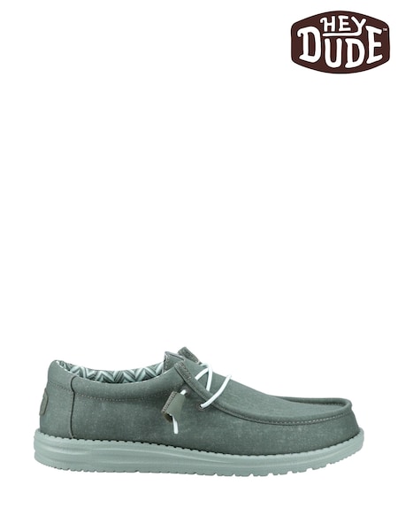HEYDUDE Green Wally Canvas Shoes (F55636) | £60