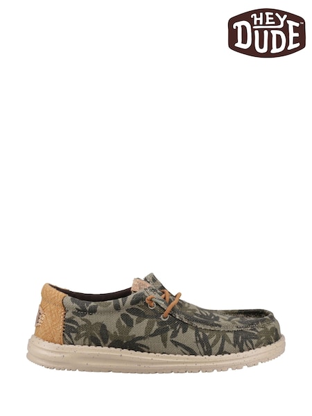 HEYDUDE Green Wally Palm Jute 100% Cotton Shoes (F55648) | £70