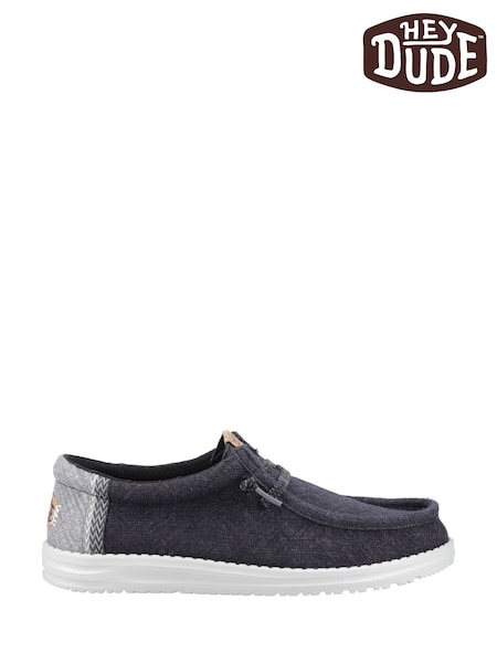 HEYDUDE Wally Jute Black Shoes (F55659) | £65