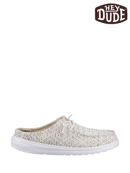 HEYDUDE Cream Wendy Slip Surf Baja Mules (F55662) | £65