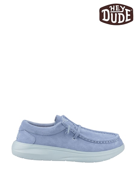 HEYDUDE Blue Wendy COMF Suede Shoes (F55669) | £85