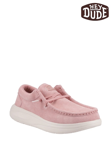 HEYDUDE Pink Wendy COMF Suede Shoes (F55672) | £85