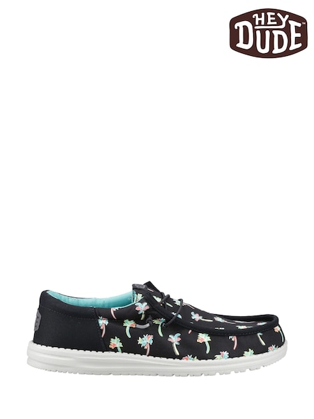 HEYDUDE Wally Funk Party Palm Black Shoes (F55678) | £65