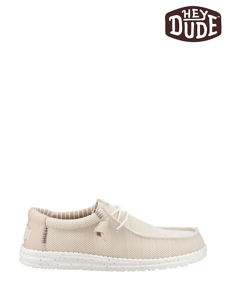 HEYDUDE Cream Wally Stretch Sox Shoes (F55741) | £50