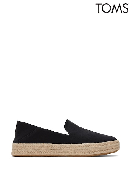 TOMS 100% Cotton Carolina Black Slippers (F55814) | £65