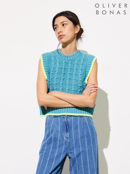 Oliver Bonas Blue Chunky Knit Vest (F55845) | £55