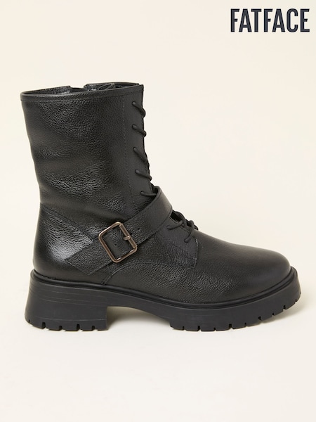 FatFace Black Lace Up Buckle Boot (F55956) | £95