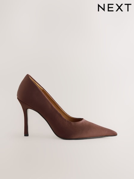 Chocolate Brown Forever Comfort® Satin Pointed Toe Court Heels (F55957) | £38