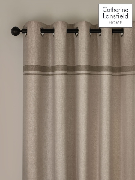 Catherine Lansfield Natural Melville Lined Eyelet Curtains (F56008) | £20 - £50