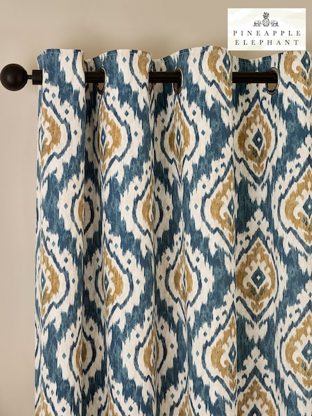 Pineapple Elephant Teal Suri Geo Lined Eyelet Curtains (F56017) | £22 - £53