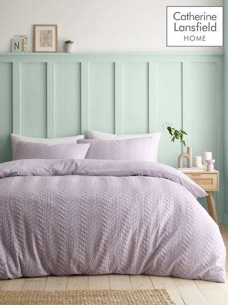 Catherine Lansfield Lilac Heatset Wave Duvet Cover Set (F56022) | £25 - £45