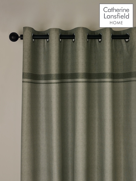 Catherine Lansfield Green Melville Lined Eyelet Curtains (F56028) | £20 - £50