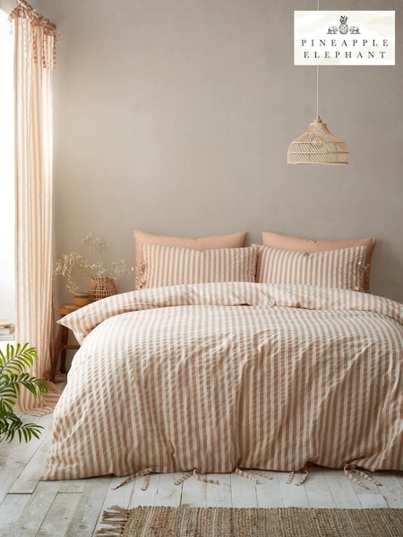Pineapple Elephant Clay Zanzibar Yarn Dyed Stripe Duvet Cover Set (F56057) | £25 - £40