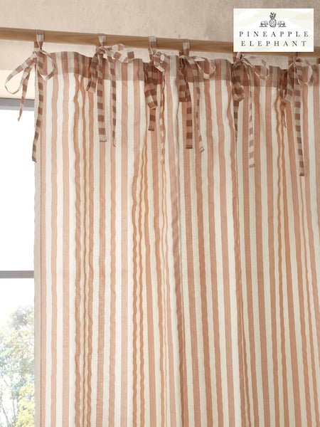 Pineapple Elephant Clay Zanzibar Yarn Dyed Stripe Voile Curtains Panel (F56062) | £16 - £20