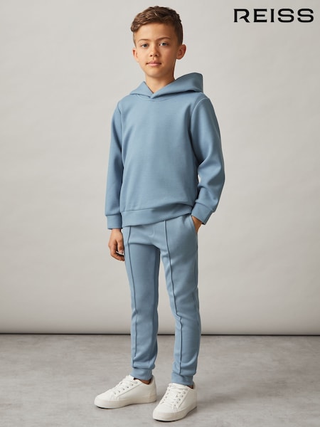 Reiss Soft Denim Blue Fabien 3-9 yrs Interlock Jersey Hoodie (F56073) | £36