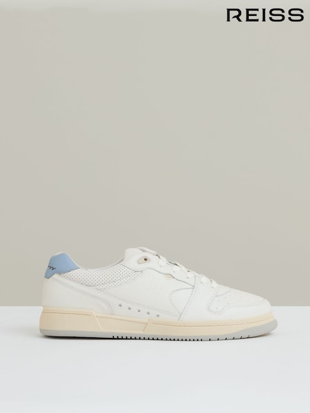 Reiss Off White/Soft Blue Astor Leather Low Top Trainers (F56078) | £168