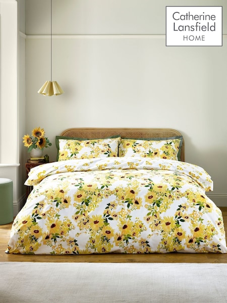 Catherine Lansfield Yellow Sunflowers Reversible Duvet Cover Set (F56132) | £17 - £35