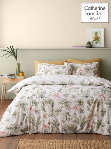 Catherine Lansfield Natural Paradiso Palm Reversible Duvet Cover Set (F56135) | £17 - £35