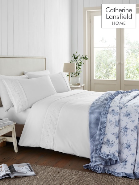 Catherine Lansfield White Broderie Anglaise Duvet Cover Set (F56136) | £25 - £45