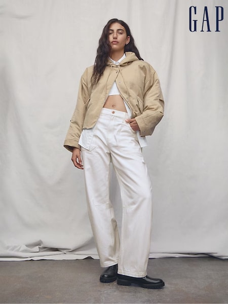 Gap White High Waisted Barrel Carpenter Jeans (F56138) | £42