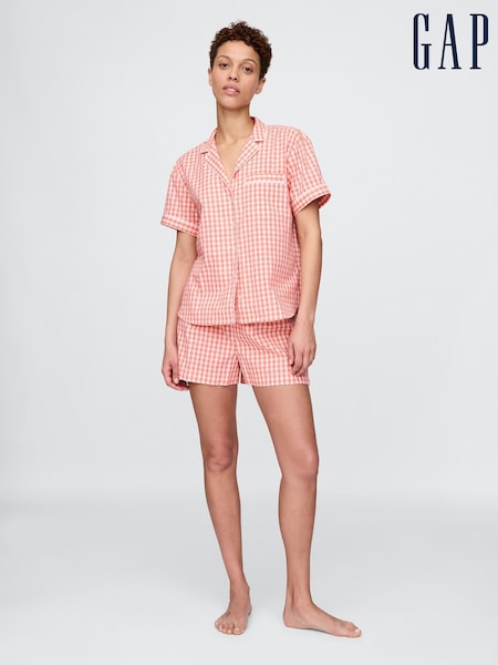 Gap Red Cotton Poplin Gingham Short Pyjama Bottoms (F56139) | £25