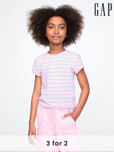 Gap Pink Stripe Crew Neck T-Shirt (4-13yrs) (F56155) | £12