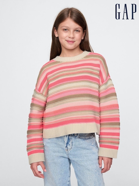 Gap Pink Stripe Boxy Knit Jumper (4-13yrs) (F56159) | £30