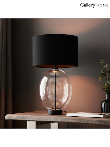 Gallery Home Black Clear Kelda Oval Table Lamp (F56205) | £170