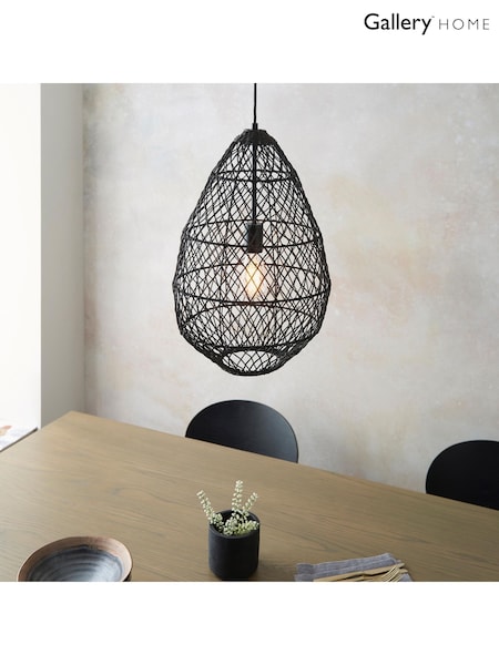 Gallery Home Black Pimva 1 Pendant Ceiling Light (F56207) | £120