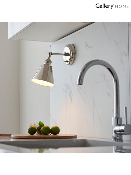 Gallery Home Bright Nickel Hal Wall Light (F56232) | £60