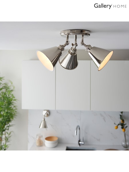 Gallery Home Bright Nickel Hal 3 Light Flush Ceiling (F56240) | £160