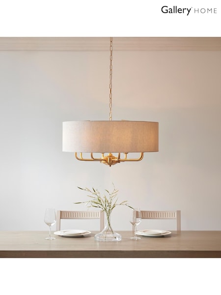 Gallery Home Vintage Brass Highclere 8 Pendant Ceiling Light (F56274) | £320