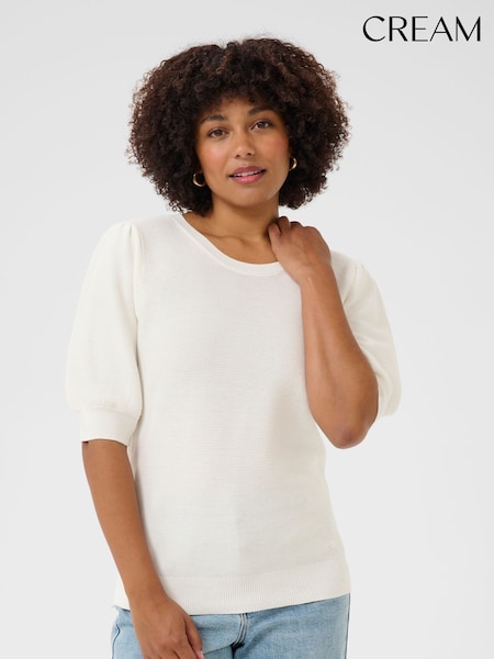 Cream CRSillar 100% Cotton Marshmallow Pullover White Jumper (F56311) | £50