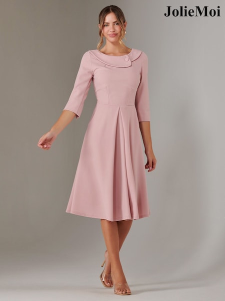 Jolie Moi Pink Sloan 3/4 Sleeve Midi Dress (F56347) | £75