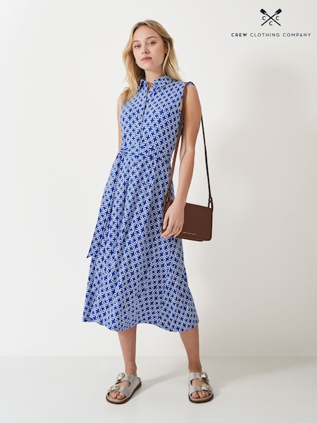 Crew Clothing Company Blue Emma Sleeveless Jersey Shirt Dress (F56372) | £65