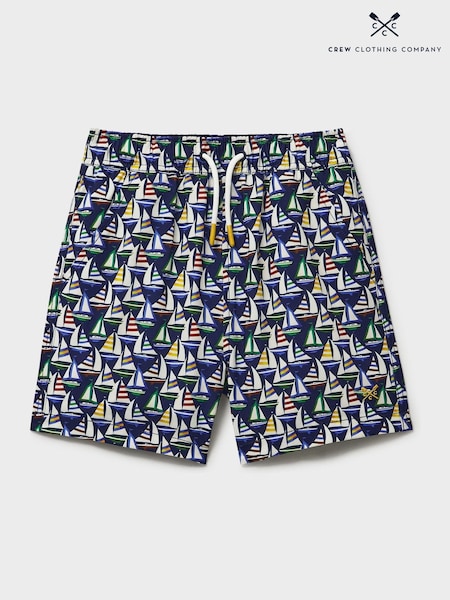 Crew Clothing Company Blue Printed Swim Shorts (F56411) | £16 - £20
