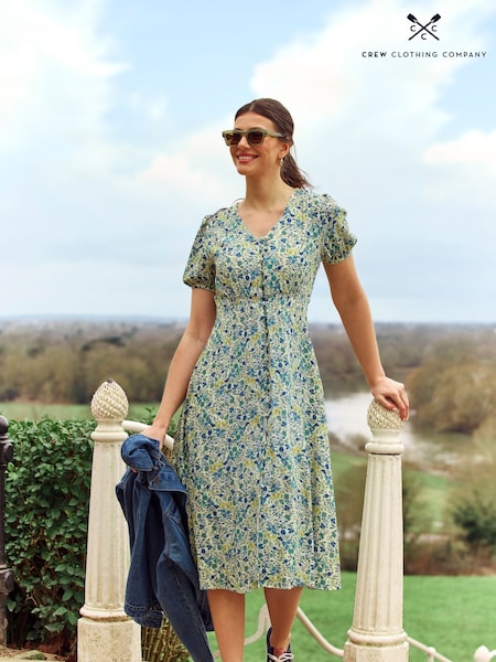 Crew Clothing Yellow Lola Short Sleeved Tea Dress (F56413) | £79